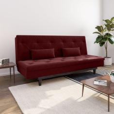 Sofá Cama 3 Lugares em Suede Tokio Yescasa Marsala / Marrom