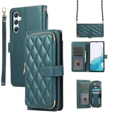 Capa carteira para Samsung Galaxy S24 Plus, bolsa flip de couro com zíper com suporte para cartão, capa de telefone à prova de choque com fivela magnética com corda de mão e corrente de couro para