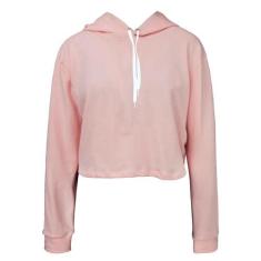 Moletom Feminino Ragor Cropped Liso Capuz Inverno Casaco, Rosa, G