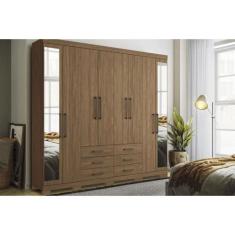 Guarda Roupa 8 Portas e 6 Gavetas c/ Espelho e Pés Master 8.6 Jatoba -