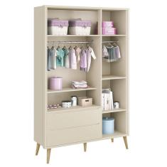 Guarda Roupa Infantil Theo 3 Portas com Pés Madeira Natural - Reller Móveis