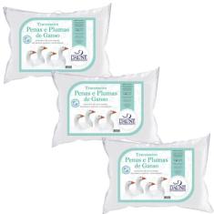 Kit com 3 Travesseiros de Penas e Plumas - 12cm - Daune