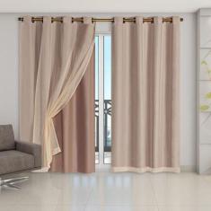 Cortina Blackout PVC com Tecido Voil 4,20 m x 2,50 m Avelã - Bella Vit