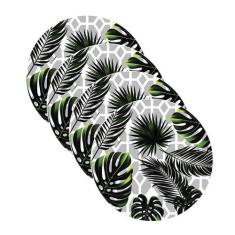 Sousplat Cinza/Folhagens - NSW, Sem base, 4 Peças