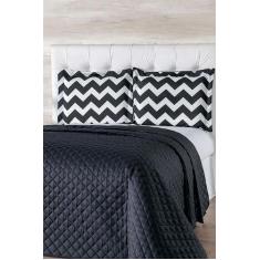 Kit Cobre Leito Chevron Casal 06 Peças Preto - Amore enxovais