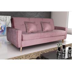 Sofá Cama 3 Lugares Veludo Pâmela Matrix