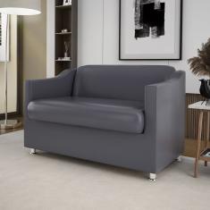 Sofá 2 Lugares Luxo Confortável Sala De Espera Cinza