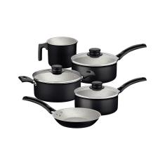 Jogo De Panelas 5 Peças Turim Cores Antiaderente Tramontina Cor:preto Preto