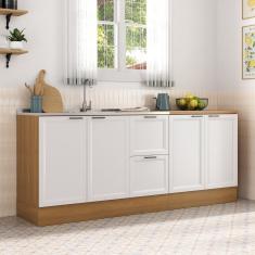 Cozinha Compacta 2 Peças 2 Balcões Soho Cabecasa Madeiramadeira Freijó/branco