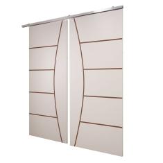 Porta Dupla Branco Prime Frisada Kit Alumínio F09 - 210x180