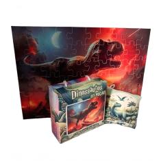 Quebra-cabeça Dinossauro T-rex 60 Peças + Chaveiro Especial