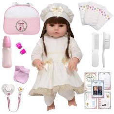 Boneca Bebê Reborn Realista Com Jogo De Roupa De Xodo Bege - Cegonha R
