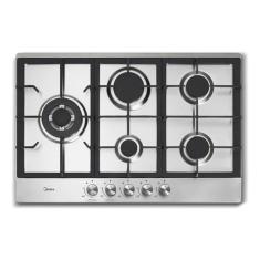 Cooktop 5 Bocas A Gás Inox Mega Chama 75x51cm - Midea