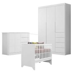 Quarto De Bebê Eloá Com Berço Americano Retro Maya Branco Acetinado – Phoenix Baby