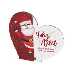 Kit com 20 Enfeites de Natal em Formato de Coração  Decoração em MDF p