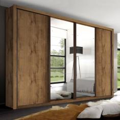 Guarda Roupa Casal Premium Zara 279,3cm com Espelho 4 Portas 4 Gavetas