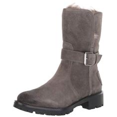 Sam Edelman Jeanie Gray Suede Fur Lined Lug Sole Moto Chelsea Boot (5)