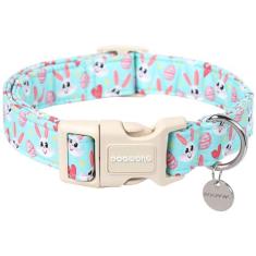 DOGWONG Coleira de cachorro de Páscoa, coleira de ovo de coelho azul, macia, durável, ajustável, fantasia de coelho fofo, coleira de cachorrinho de Páscoa para cães pequenos, médios e grandes