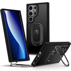 Shields Up Capa para Samsung Galaxy S24 Ultra com suporte, capa protetora translúcida fosca para Samsung S24 Ultra - preto