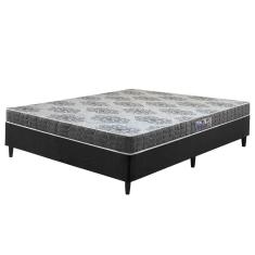 Cama Box Casal Preta + Colchão Washington Espuma D23 138cm