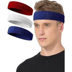 Tanluhu Faixas de cabelo esportivas para malhar, execise, tênis, basquete, corrida – tecido felpudo atlético de algodão para homens e mulheres