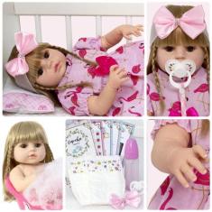 Boneca Reborn Loira Com Chupeta Pode Dar Banho - Cegonha Reborn Dolls