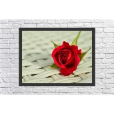 Quadro Decorativo Flores Rosa Paisagens Salas Decorações Com Moldura -