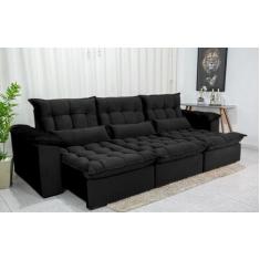 Sofá Retrátil e Reclinável 2,90m em Tecido Veludo C/ Pillow nos Braços