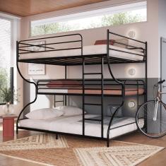 Treliche Casal + Solteiro + Casal em Ferro Robin Preto