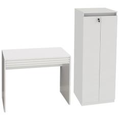 Escrivaninha e Armario Para Escritorio ME4173 ME4151 Branco Tecno Mobili