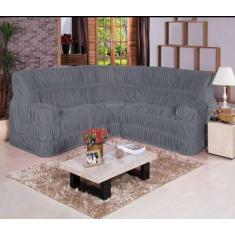 Kit Capa de Sofa Para Canto Elasticada Malha Gel Cinza - CasaHome