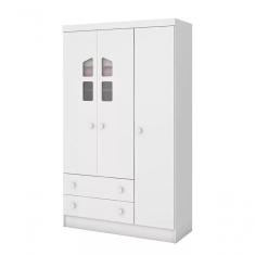 Guarda Roupa Infantil 3 Portas 2 Gavetas Amore Branco Janela