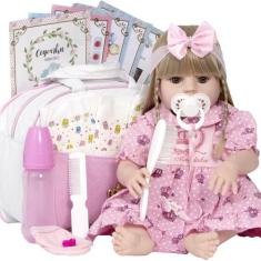 Bebe Reborn Loira Realista Grande 100 Silicone Banho Envio imediato - 