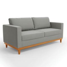 Sofá 03 Lugares Juliette Suede Base Madeira Castanho D03 - D'Rossi, Gr