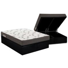 Cama Box Baú Queen: Colchão Espuma D45 Ortobom Light + Base Crc Courano Black(158X198)