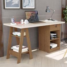 Escrivaninha Cavalete Bali Off White/Canela