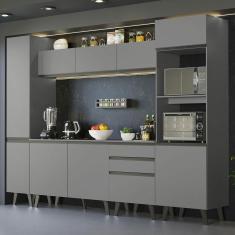 Armário De Cozinha Completa 280cm Cinza Nice 01 Cinza