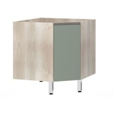 Balcão Sem Tampo Canto Diagonal Luciane Luci Legno Crem e Verde Jade