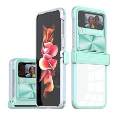 Capa de telefone de proteção de lente de câmera deslizante para Samsung Galaxy Z Flip 4 5G Z Flod 4 à prova de choque, capa traseira de silicone transparente, T7, para Samsung Z Flod 4