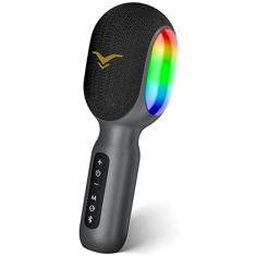Microfone karaokê sem fio SingFree, microfone Bluetooth portátil 5-em-1 com 4 modos de som, RGB luz, alto-falante embutido, máquina karaoke profissional para carro party, presente para infantil adulta