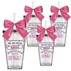 Kit 4 Copos Lembrancinha com Laço Personalizados para Daminha
