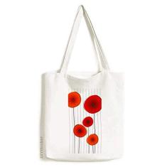 Bolsa de lona abstrata com estampa de flores e círculos vermelhos bolsa de compras casual bolsa de mão