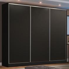 Guarda Roupa Casal Madesa Zurique 3 Portas de Correr Preto