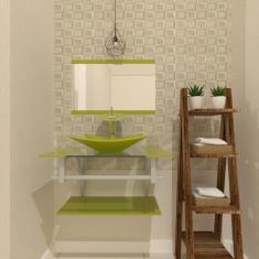 Gabinete de Vidro 60cm com Cuba Retangular Verde Oliva