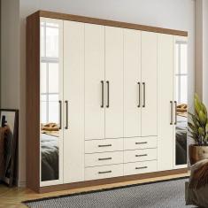 Guarda Roupa 8 Portas e 6 Gavetas com Espelho Havana Master Santos Andirá