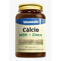 Suplemento Vitamínico Vitaminlife Calcio MDK + Zinco - 60 Cápsulas