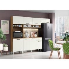 Cozinha Compacta Aurora com Balcão 9 Portas 1 Gaveta Atacama Off White - Aramóveis