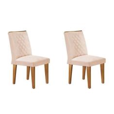 Cadeira Sala de Jantar Jade Madeira Kit 2 Un Capuccino/Veludo Creme - 