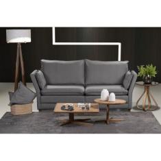 SofA Natal Living com 3 Lugares 2.00 MT Linho Corriente Sofatec, Cinza