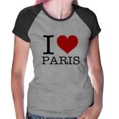 Baby Look Raglan I love Paris - Foca na Moda, Cinza, Preto, P